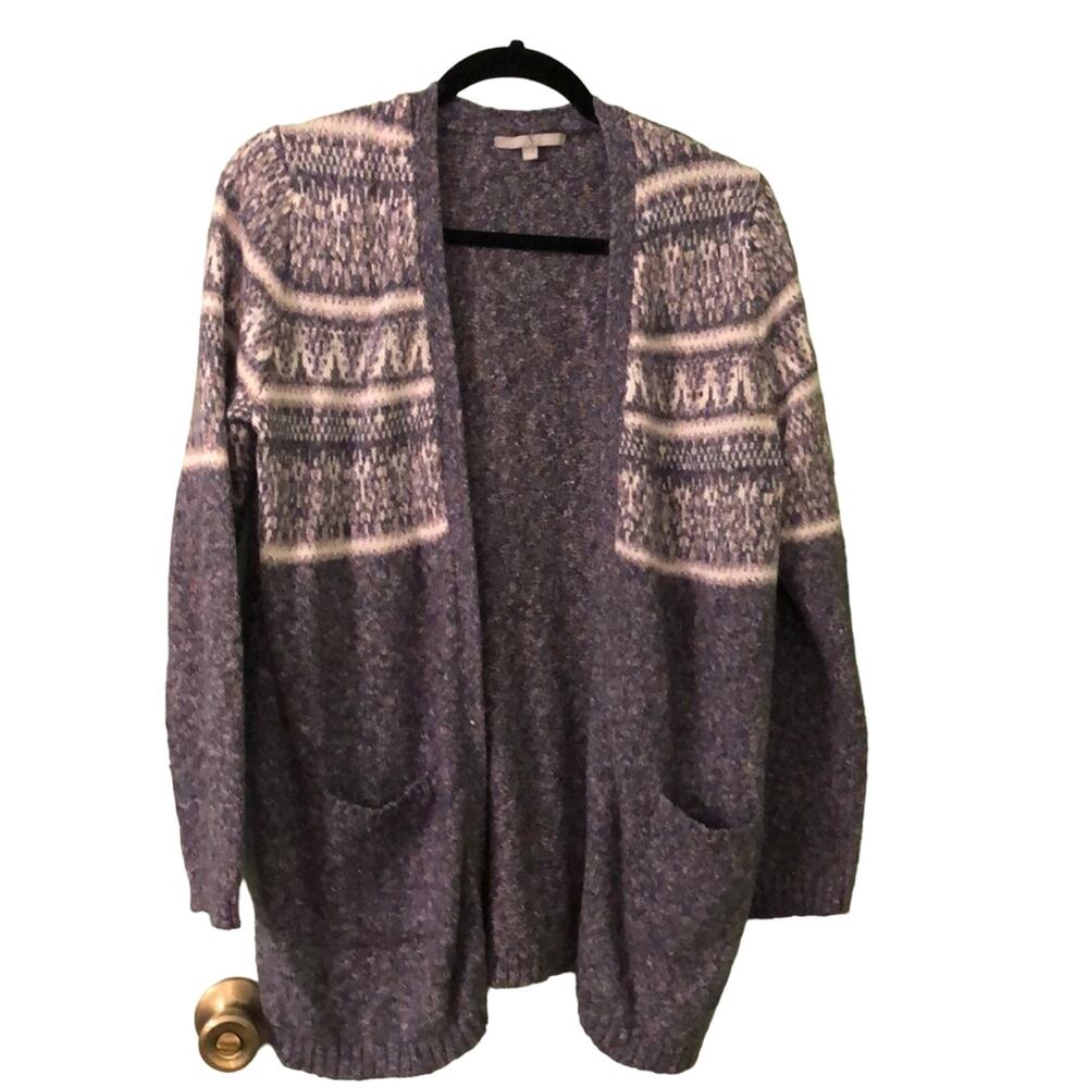 Heart N Crush Blue Marled Knit Cardigan Sweater Size Large